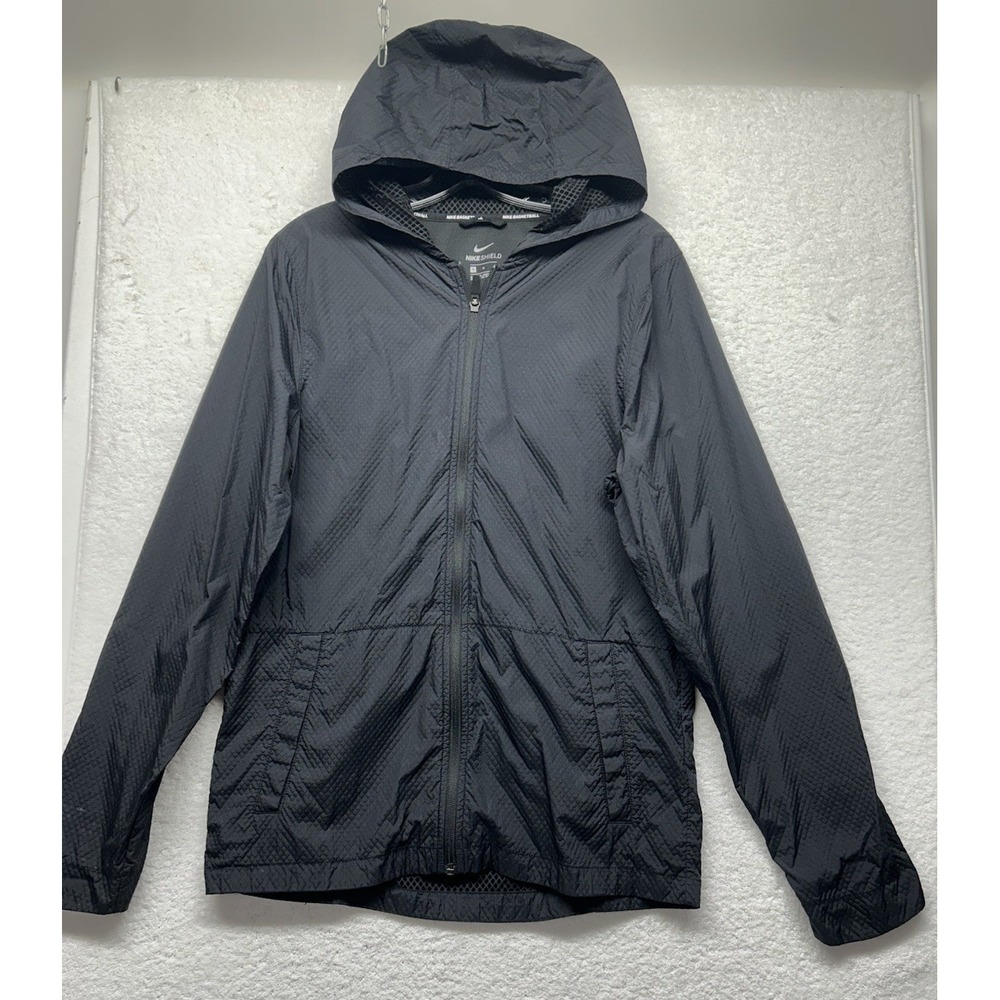 Nike Mens Size M Black Long Sleeve Shield Basketball Full Zip Hoodie Jacket (S6)